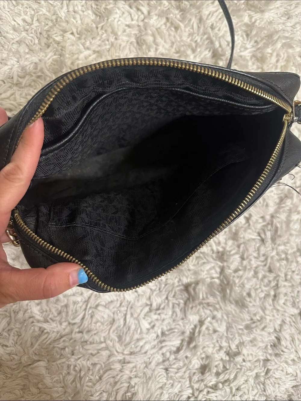 Michael Kors Black Crossbody with Gold Chain Detail